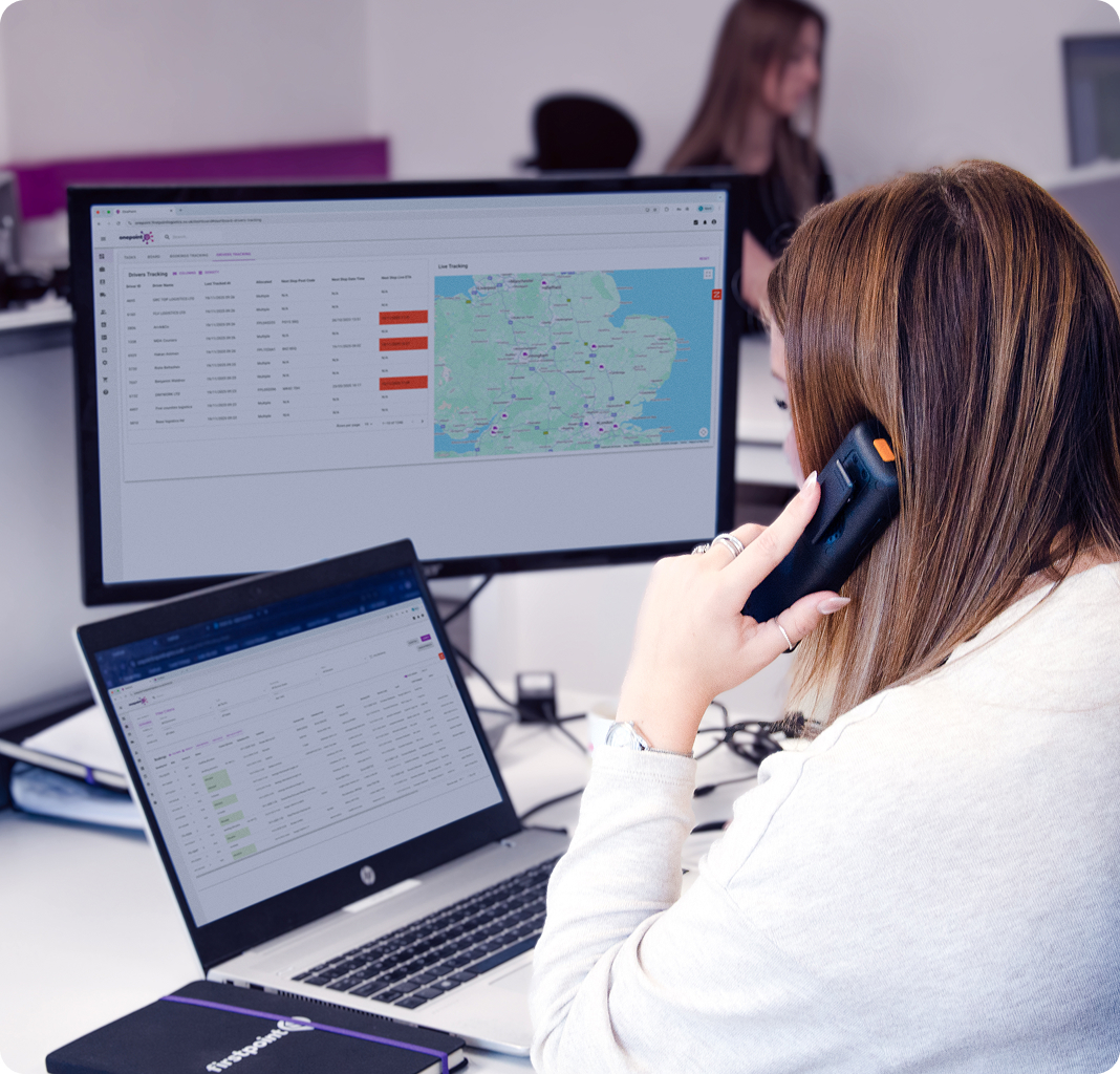 Firstpoint operations manager looking at Onepoint on screen