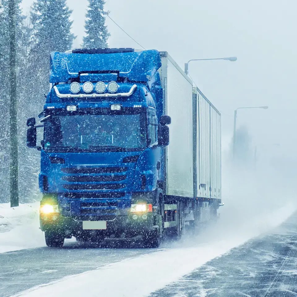 lorry in the snow